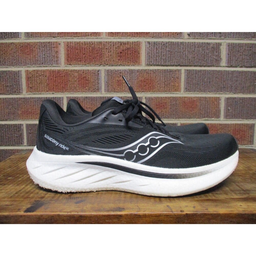 Saucony Mens Ride 18 Black S21000-100 Athletic Running Shoes Sneakers Size 9.5